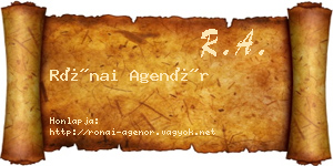 Rónai Agenór névjegykártya